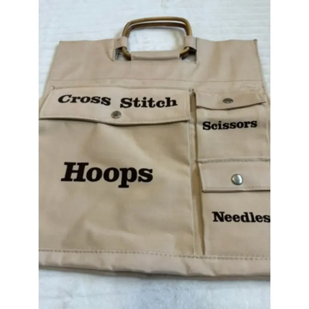 Vintage Creative Circle Canvas Cross Stitch & Needlework Organizer Bag